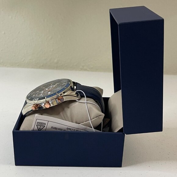 Joseph Abboud Silver-Tone, Blue Strap, Blue Dial, Mens Watch In Original Box - Picture 10 of 13